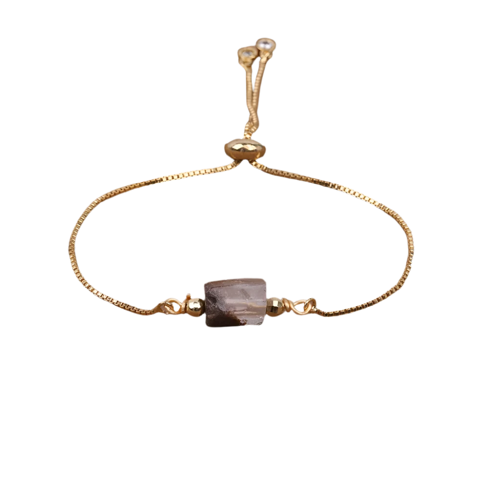 Green Phantom Quartz Nugget Gold Drawstring