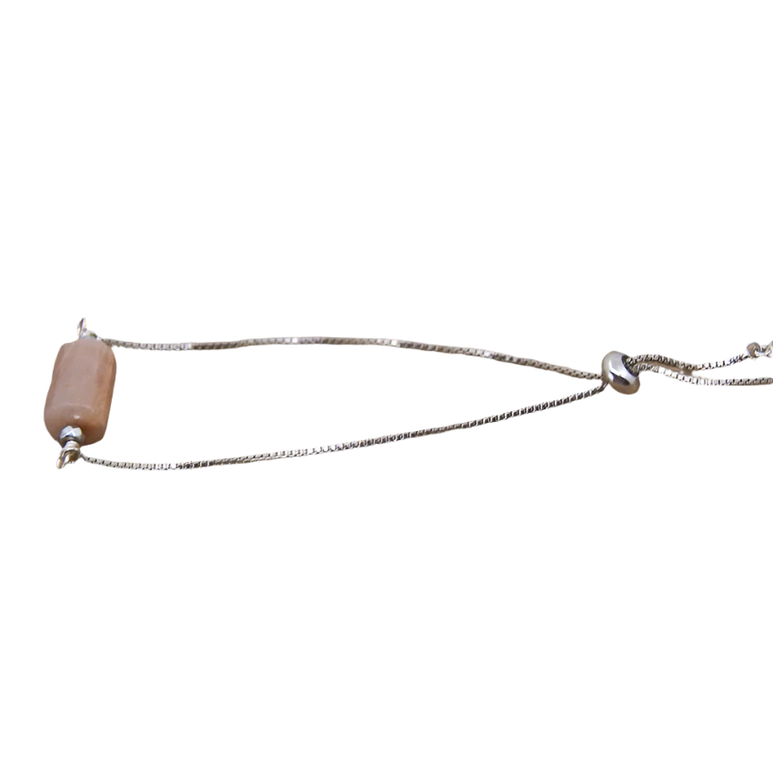 Nugget Natural Sunstone Stone Silver Drawstring bracelet