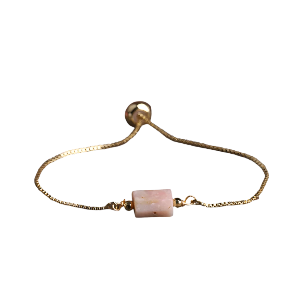 Pink Opal Nugget Gold Bracelet