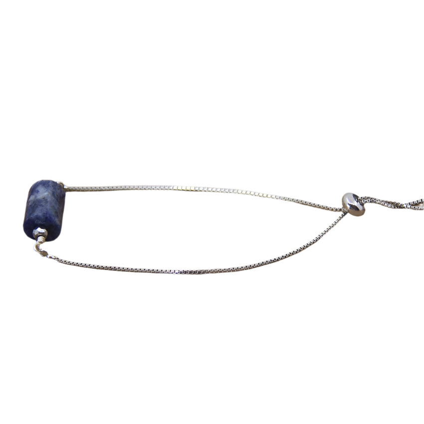 Sodalite Nugget Silver Drawstring Bracelet