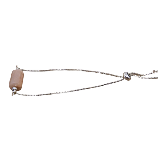 Nugget Natural Sunstone Stone Silver Drawstring bracelet