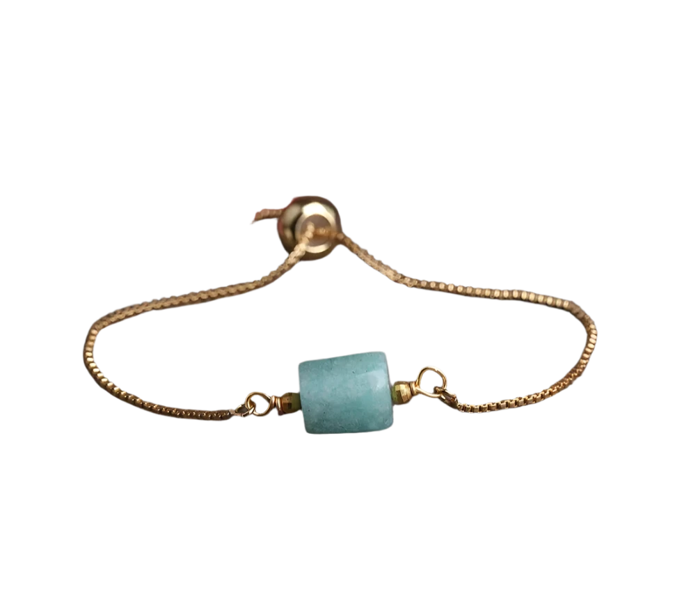 Nugget Natural Amazonite Stone Gold Drawstring