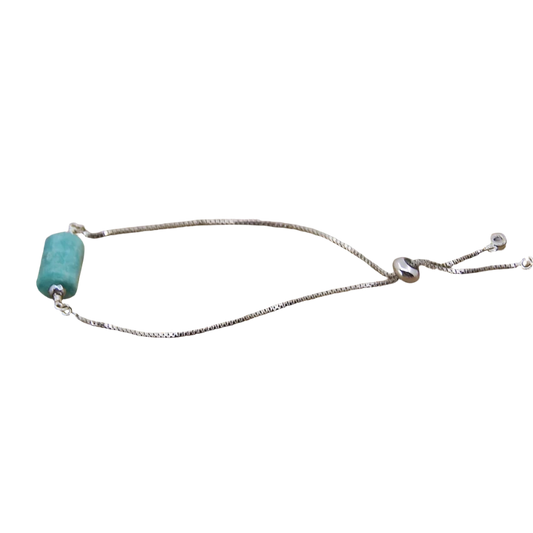 Nugget Natural Amazonite Stone Silver Drawstring bracelet